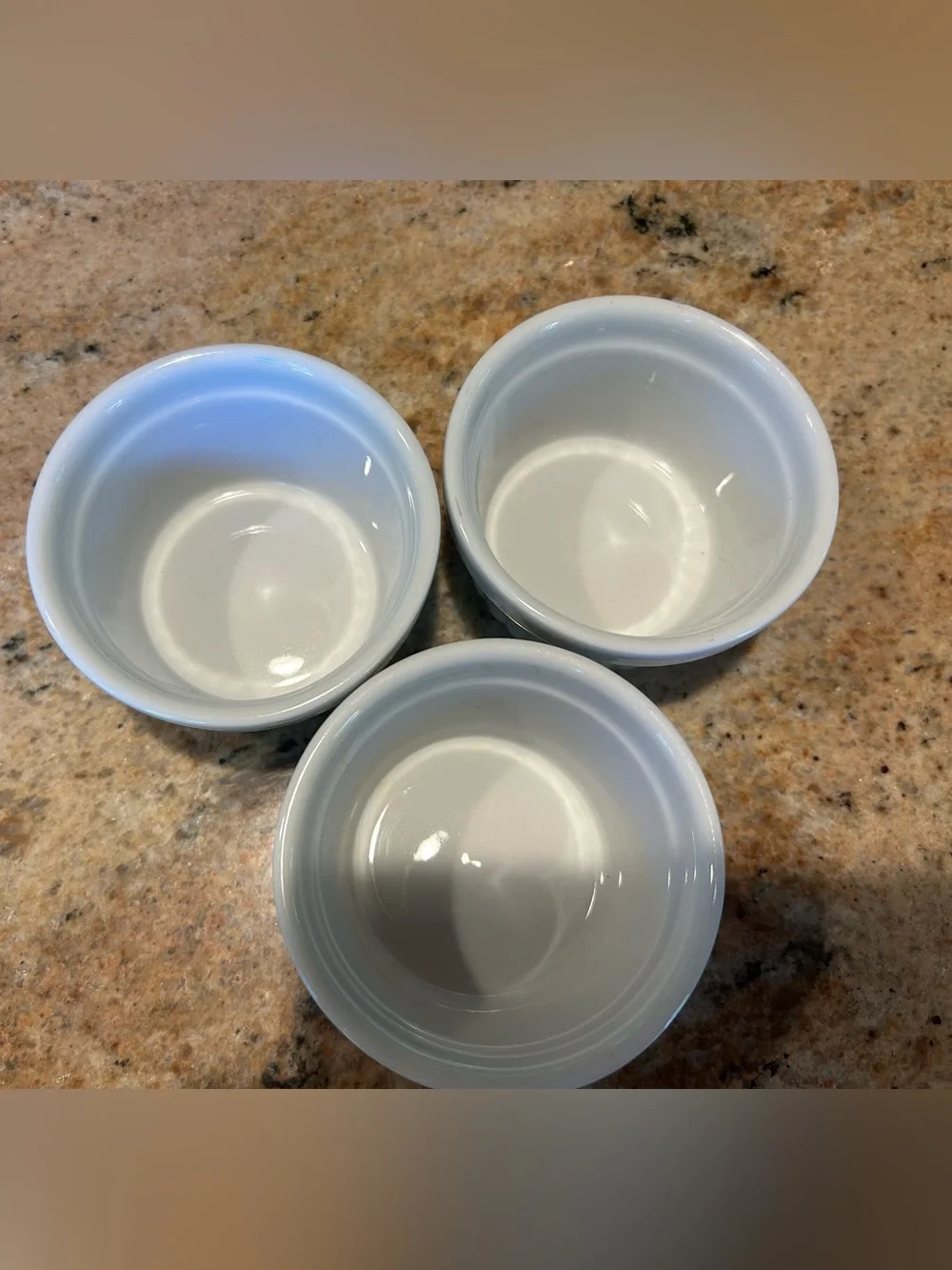 Set of (3) White Ceramic Ramekin Prep Baking Dishes 6oz w/Classic Fluted Design